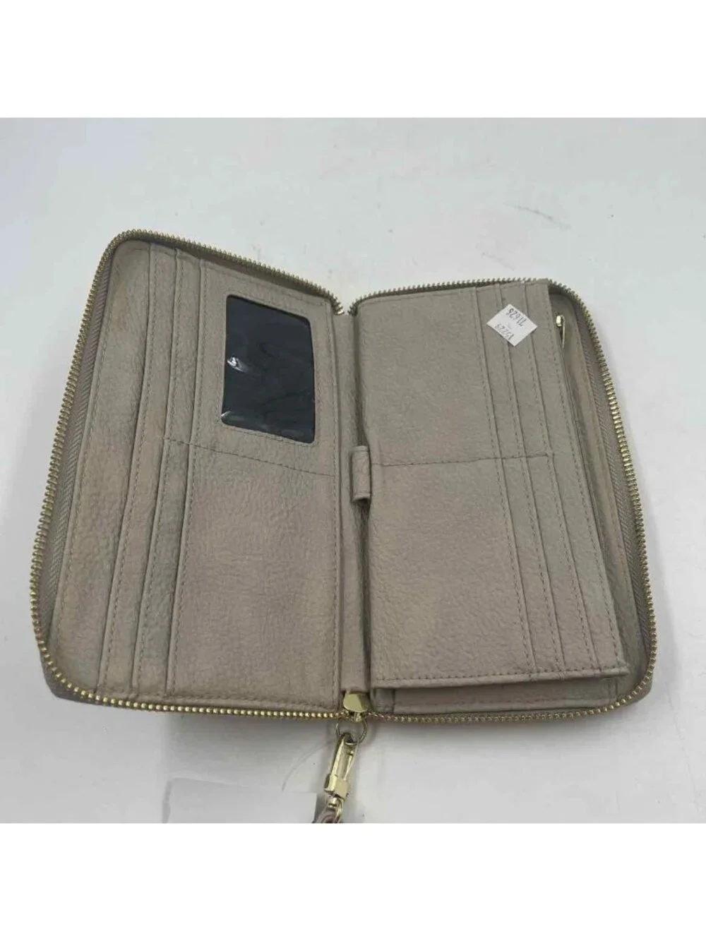 Steve Madden Women's Beige Embossed Wallet Zip Around Wristlet